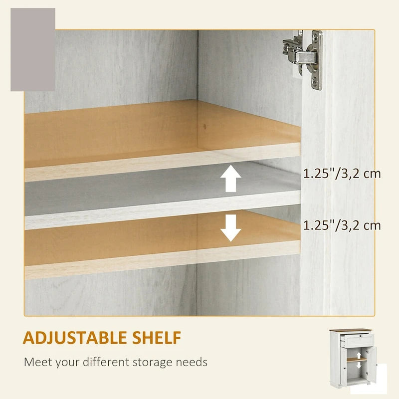 Farmhouse Sideboard Storage Cabinet Double Doors Drawer Adjustable Shelf