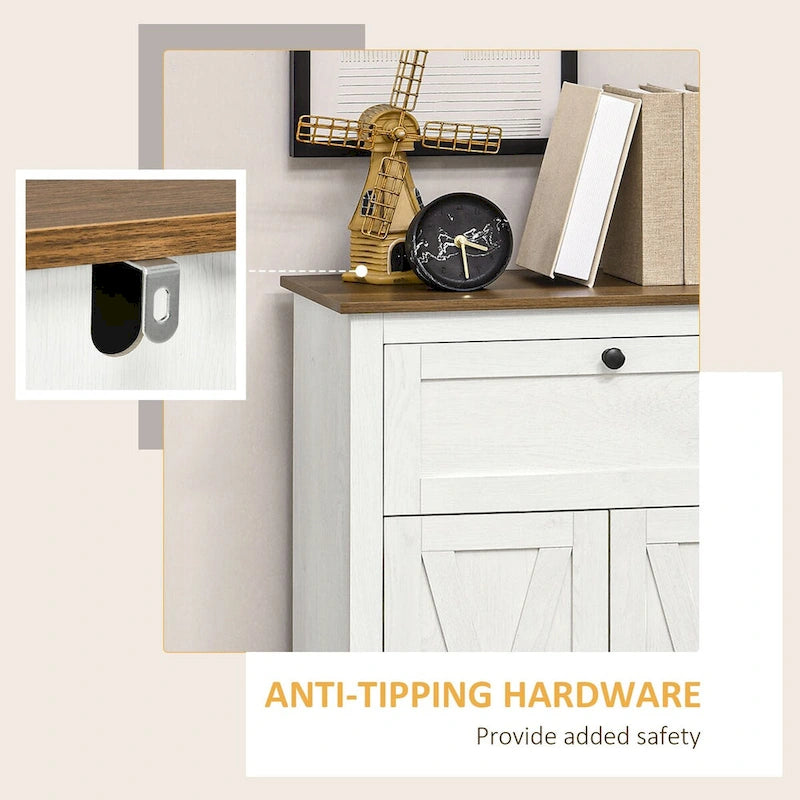 Farmhouse Sideboard Storage Cabinet Double Doors Drawer Adjustable Shelf