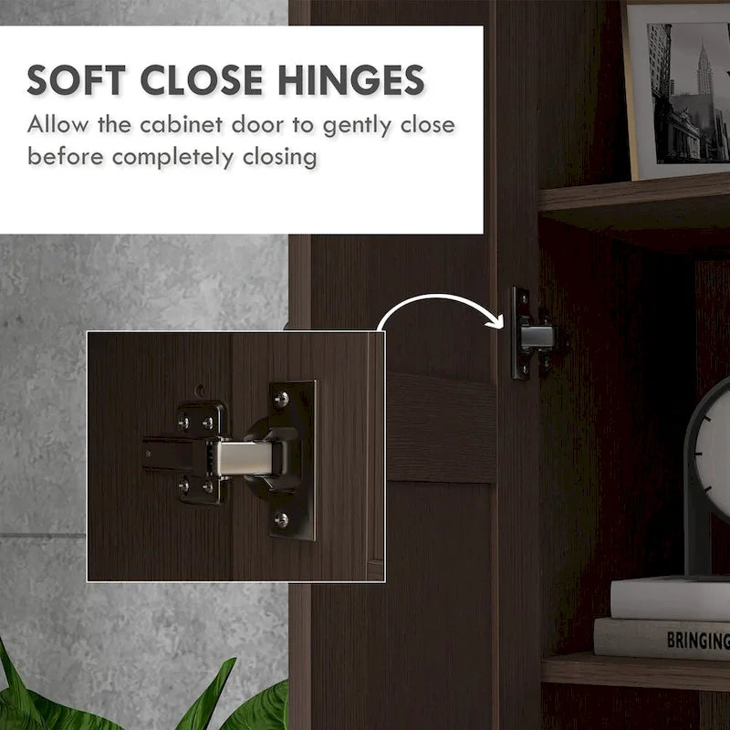 Farmhouse Sideboard Storage Cabinet Double Doors Drawer Adjustable Shelf