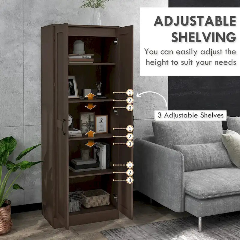 Farmhouse Sideboard Storage Cabinet Double Doors Drawer Adjustable Shelf