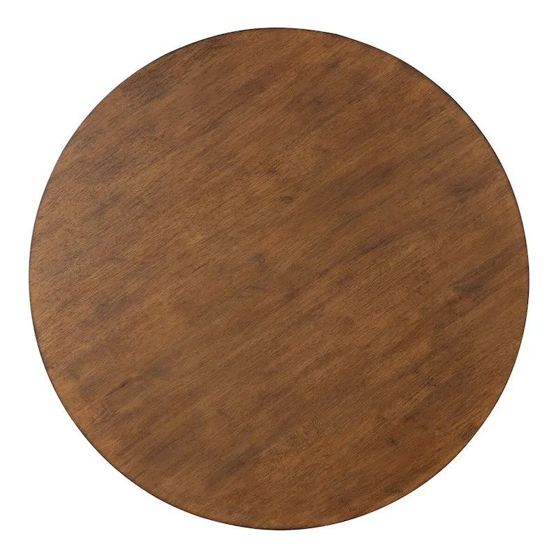 Table basse ronde en bois style mi-siècle, structure géométrique en métal doré, noyer et blanc