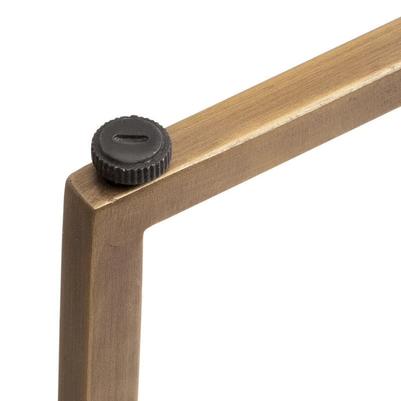 Table basse ronde en bois style mi-siècle, structure géométrique en métal doré, noyer et blanc