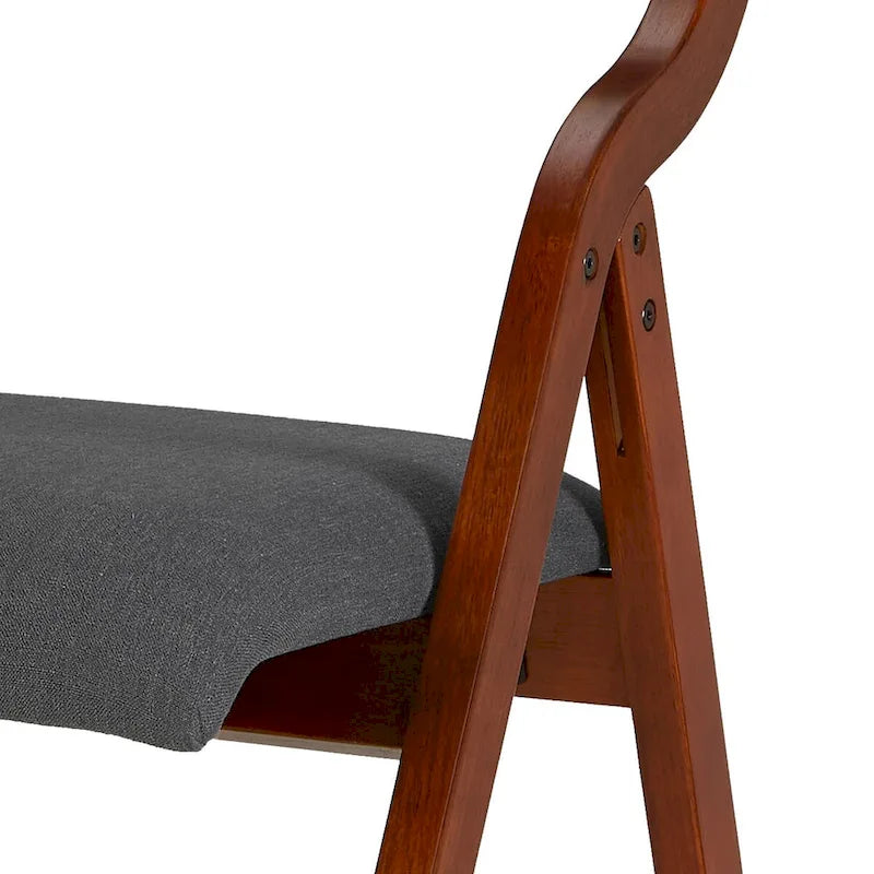 Moderner gepolsterter klappbarer Holzstuhl mit gepolsterter Sitzfläche, Cremeweiß, Kirschholz