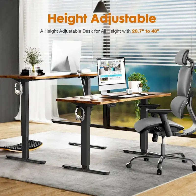 Electric Height Adjustable Sit-Stand Computer Desk with Memory Presets