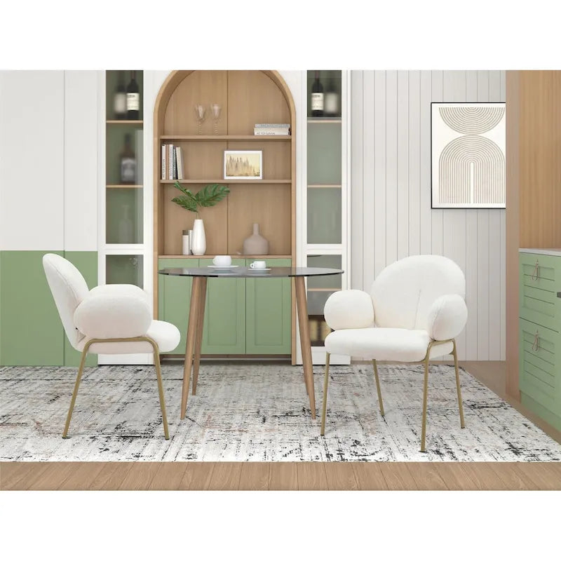 Gepolsterter Esszimmerstuhl mit Metallgestell, Samt-Teddy-Stoff, moderner Stil, Mehrfarbig