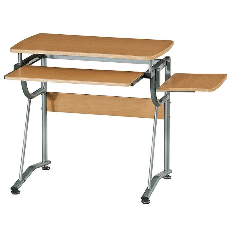 Ergonomic Computer Desk Keyboard Tray CPU Compartment Scratch-Resistant Steel Frame Brown
