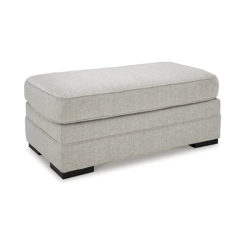 Rectangular Ottoman High-Resiliency Foam Polyester Upholstery Faux Wood Feet Gray