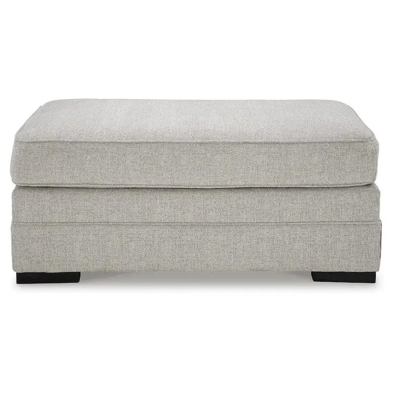 Rectangular Ottoman High-Resiliency Foam Polyester Upholstery Faux Wood Feet Gray