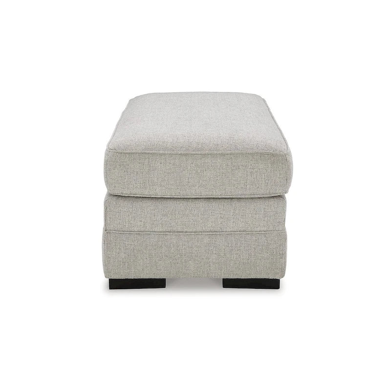 Rectangular Ottoman High-Resiliency Foam Polyester Upholstery Faux Wood Feet Gray